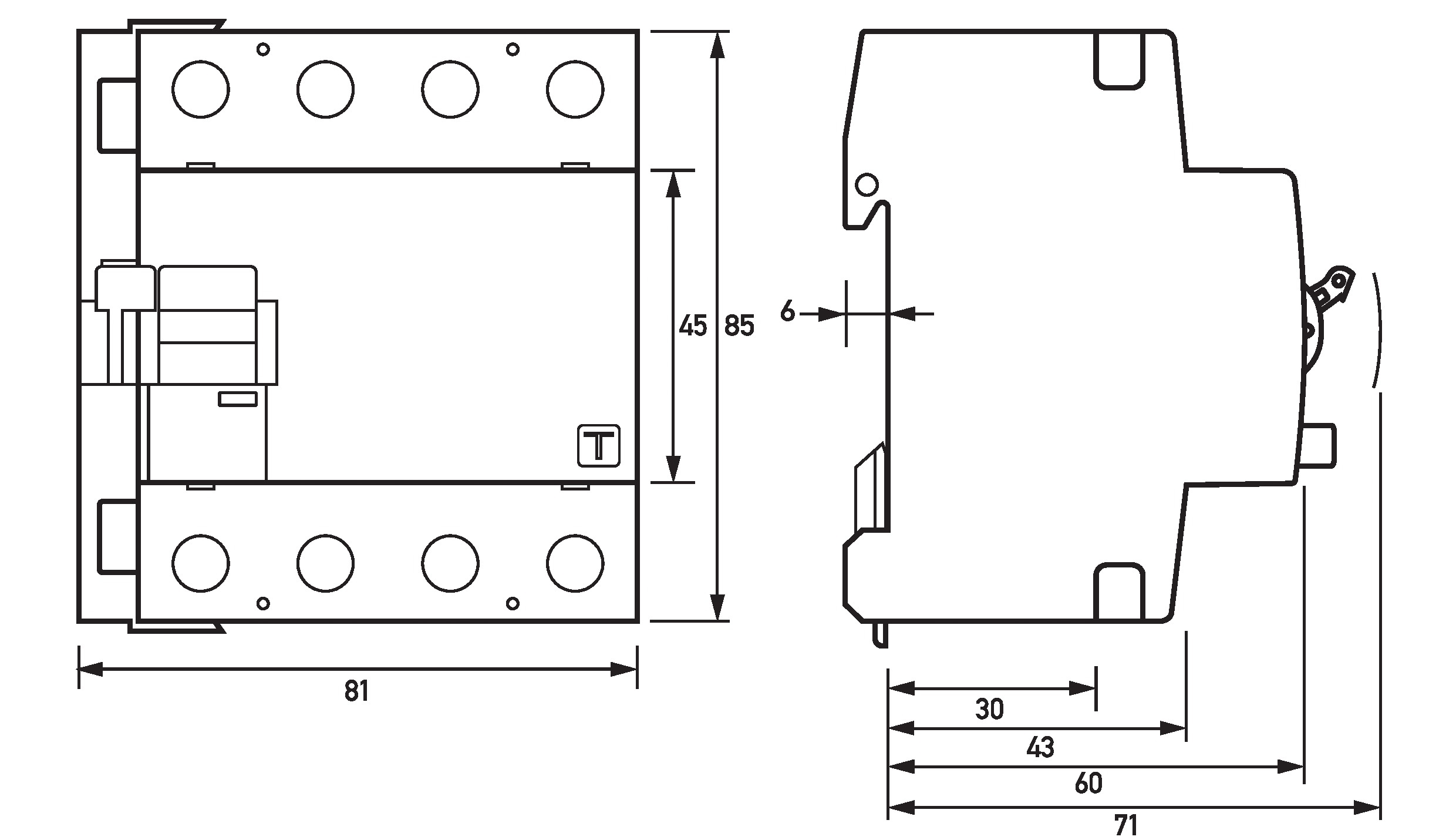 FI-Schutzschalter B 4p 400V 80A 0,03A 4,5TE REG 10kA 3kA/stoß