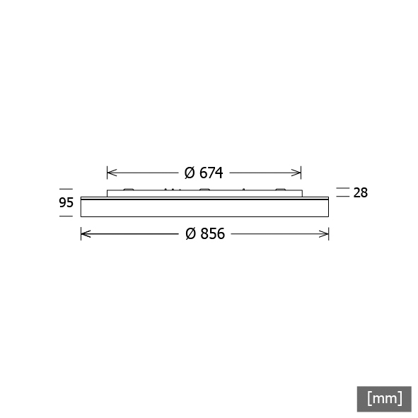 LED-Kunststoffleuchte Lunata 76,7W 3000K 8510lm sw Konv Dimmung DALI IP20