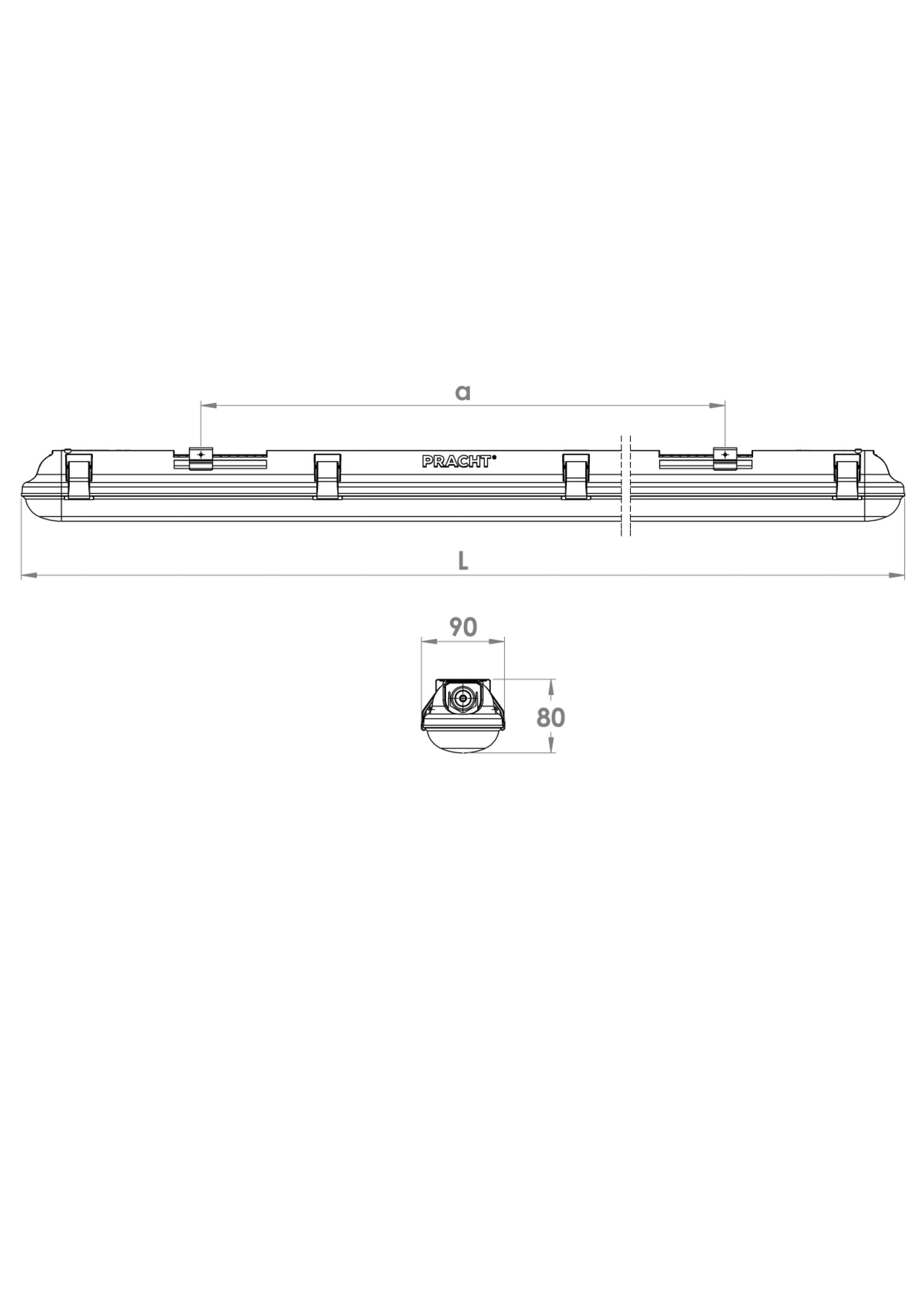 LED-Feuchtraumleuchte LUNA BL 20W 4000K 2500lm ws Konv IP65 600x90x78mm