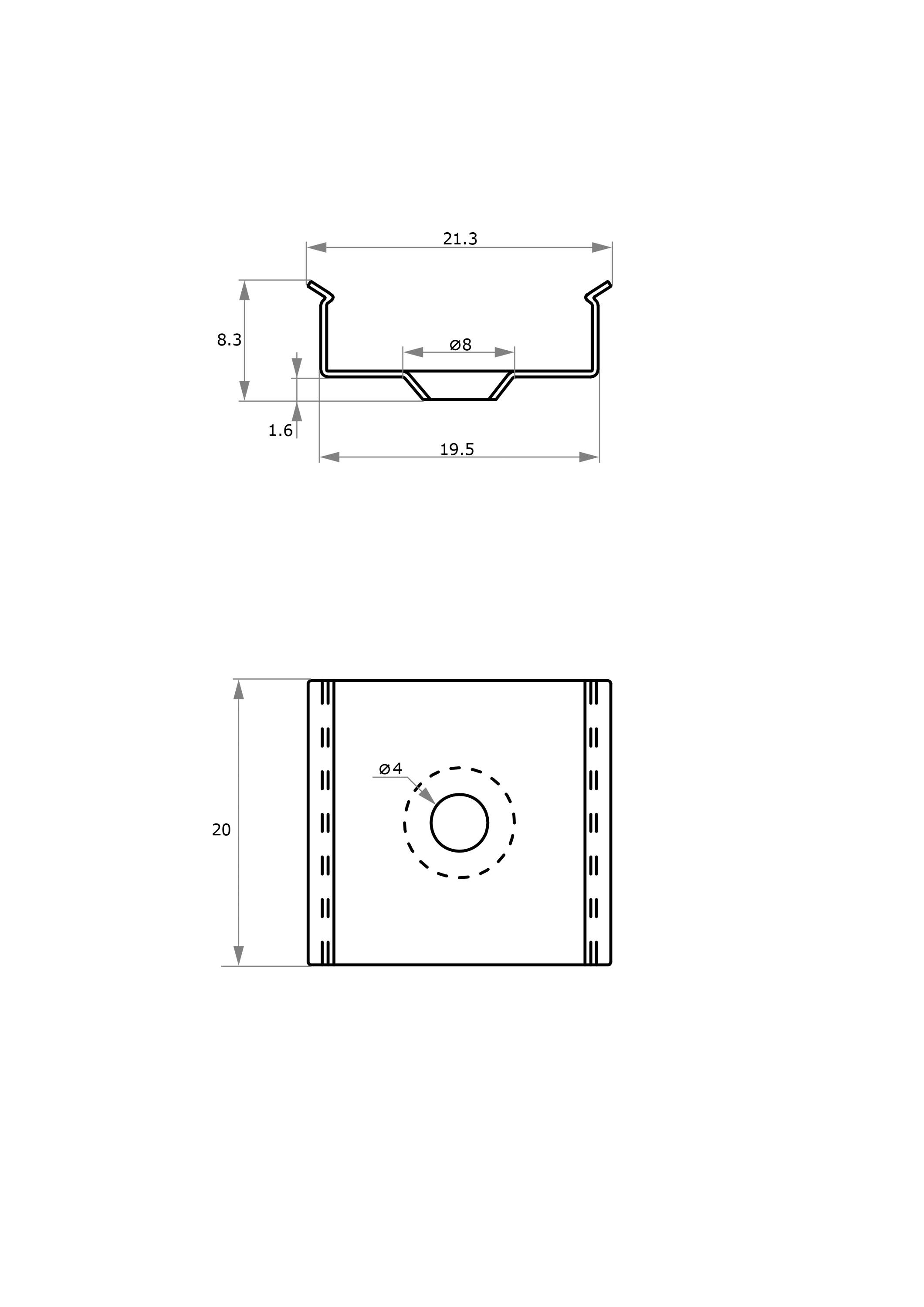 Montageklammer alu VARDAflex Eco AC L20mm H8,3mm