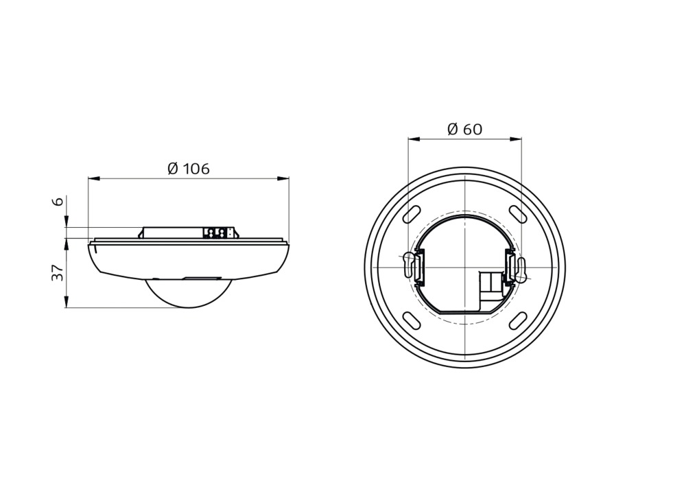 Präsenzmelder-Bus KNX UP rws 360° v360° 1,1m Unterkriechschutz Reichweite: 6m