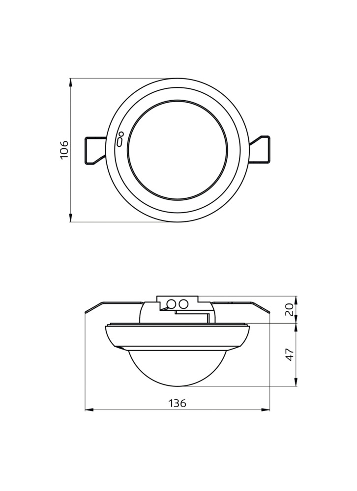 Präsenzmelder-Bus KNX Einb rws 360° v360° 2,5m DeckeneinbLeuchte