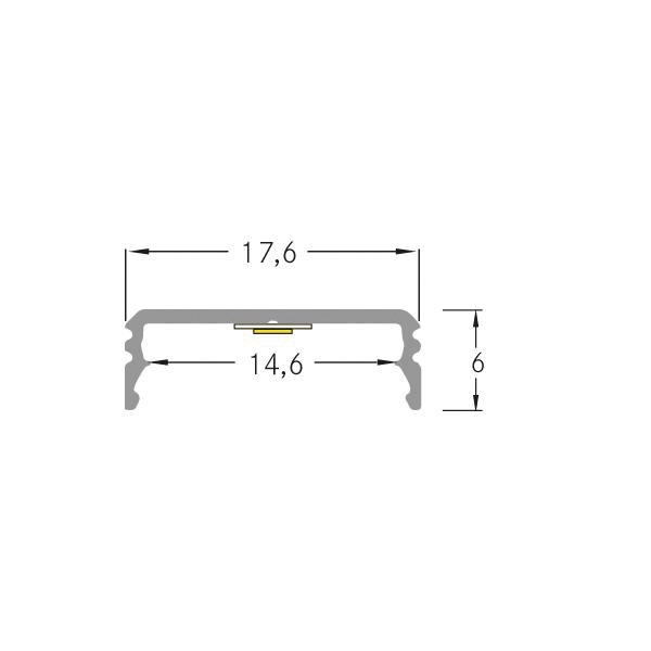 Anbauprofil alu Alu 2000x17,6x6mm