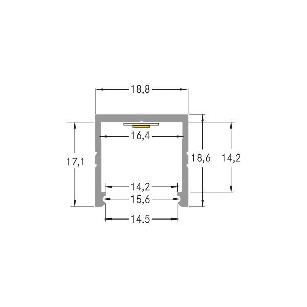 Anbauprofil alu Alu 2000x18,8x18,6mm