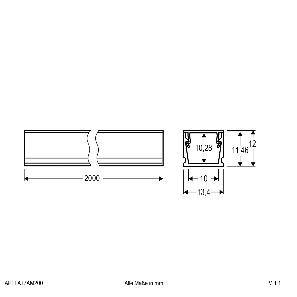 Aufbauprofil si sym direkt Alu 2000x13,4x11,5mm