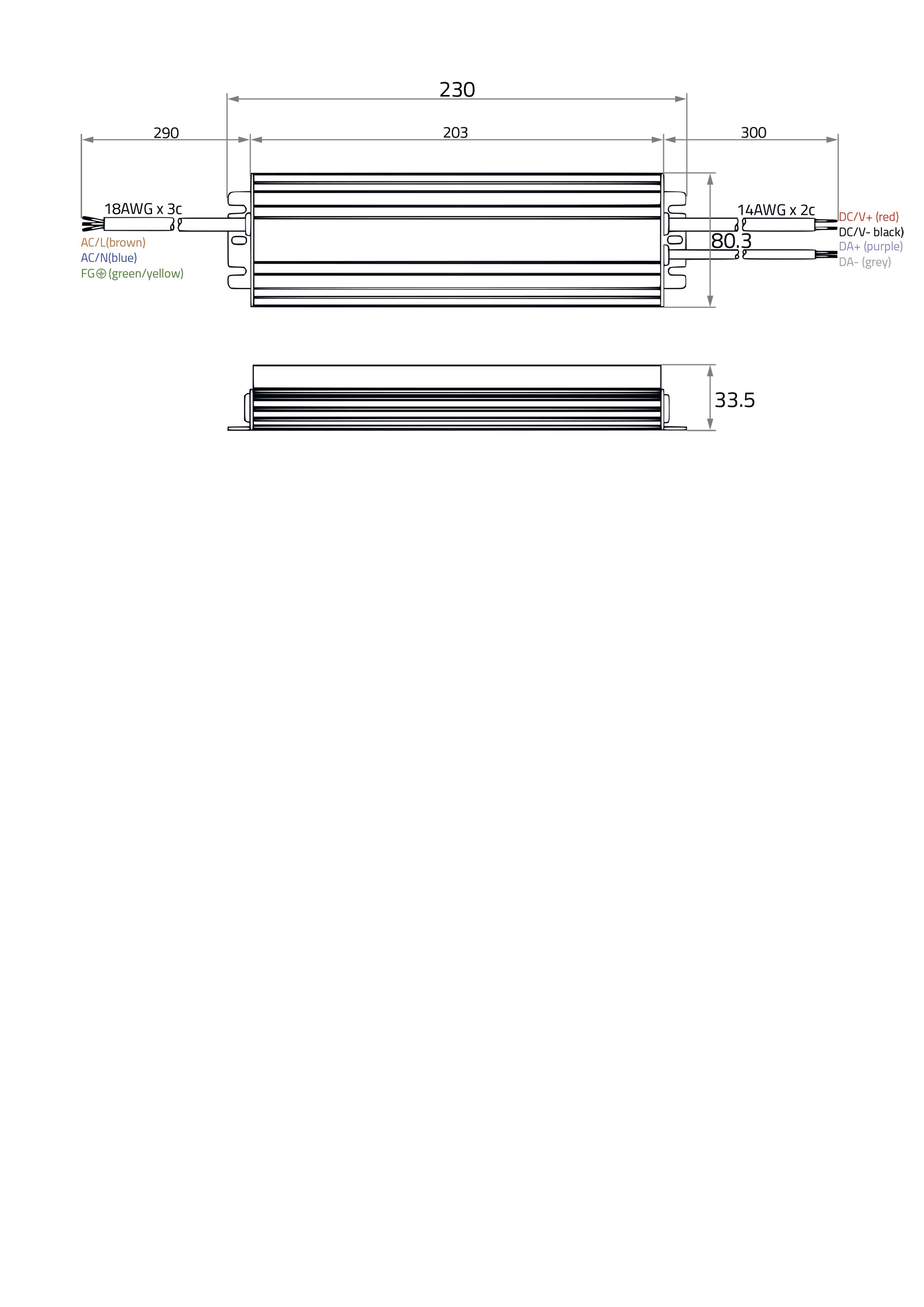 LED-Trafo 100W 4200mA 24V IP67 DALI dyn Dimmung DALI Kstgeh 230x80,3x33,5mm