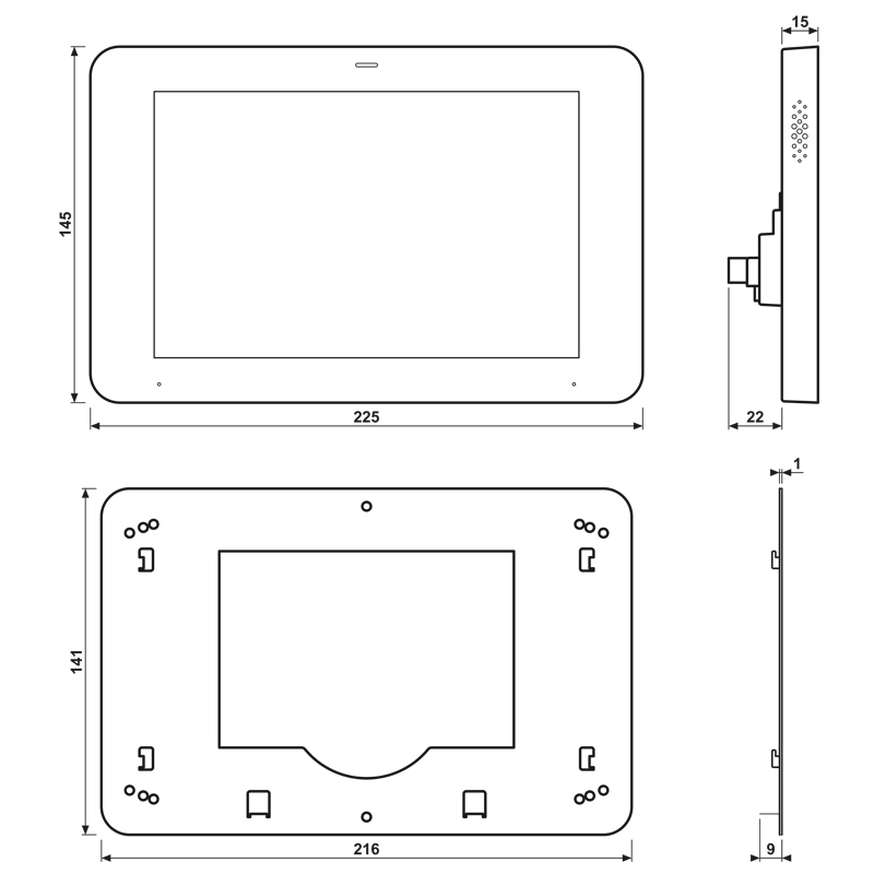 Melde/Bedientableau UP KNX sw Farbe Touch USB