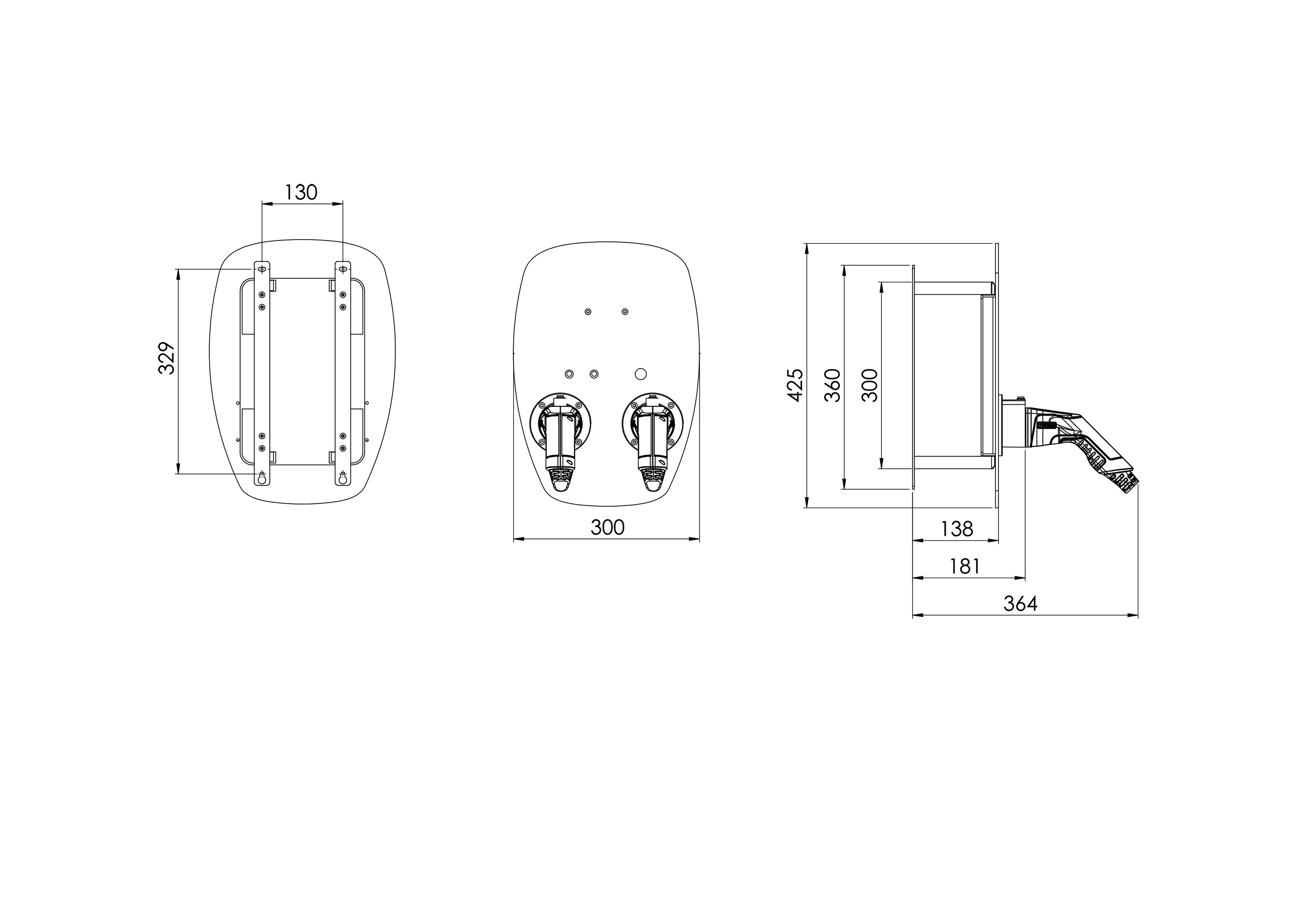 Wallbox 22kVA 1ph L5,5m 2f 22kW/Ladep IP65 300x425x380mm Wandmont Kst IK08