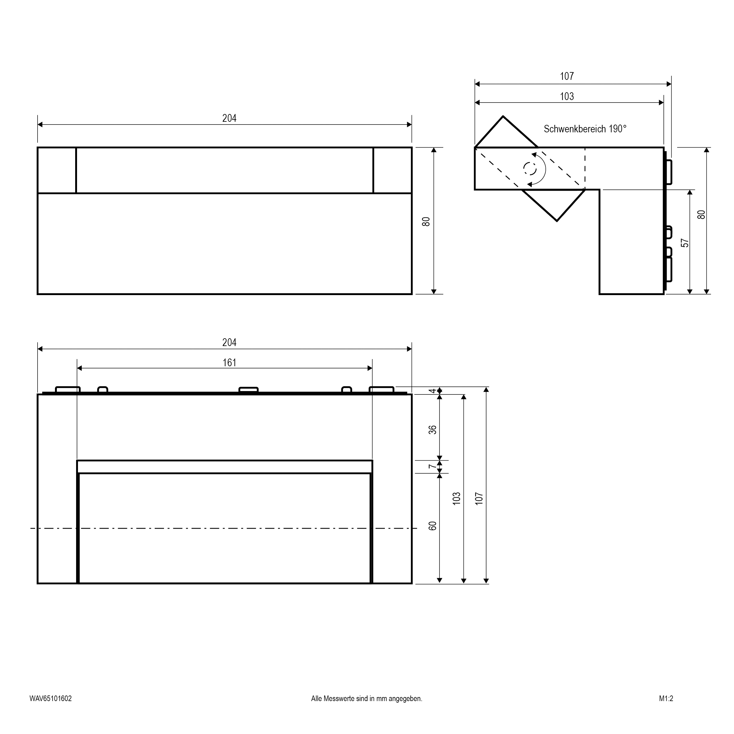 LED-Wandanbauleuchte LQ 10W 3000K 1000lm anth Konv IP65 80x204x107mm