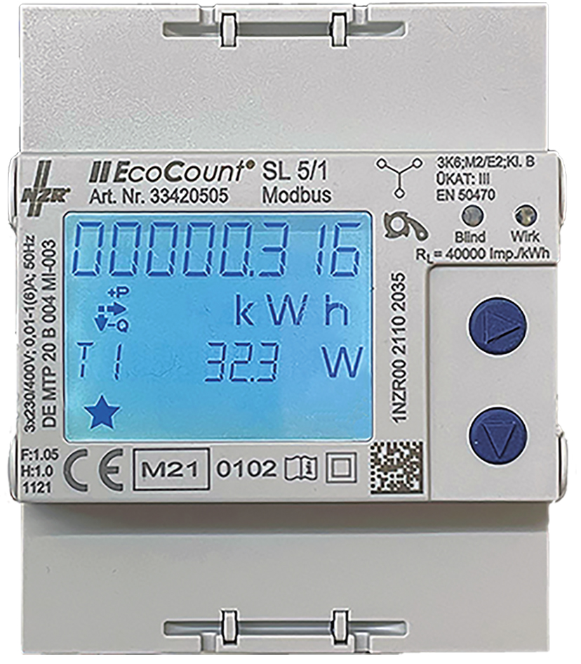 Drehstromzähler Vierleit elektr digi 85A geeicht B 5A 230V/N-L 400V/L-L 50Hz S0