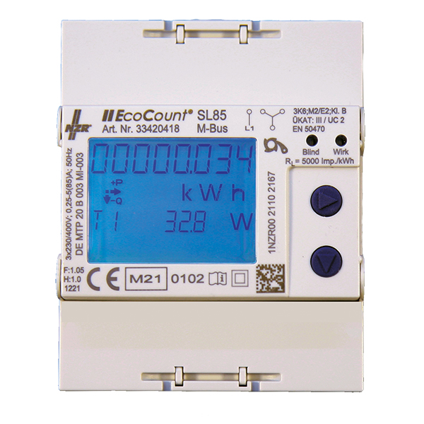 Drehstromzähler Vierleit elektr digi 60A geeicht B 5A 230V/N-L 400V/L-L 50Hz S0