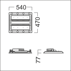 LED-Hallenleuchte 4000K 97,1W 16910lm Konv sym 1LED IP66 elektr.Trafo