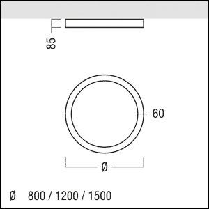 LED-Deckenanbauleuchte 92,3W 4000K Konv 8403lm sw Dimmung DALI IP20 Ø1500x85mm