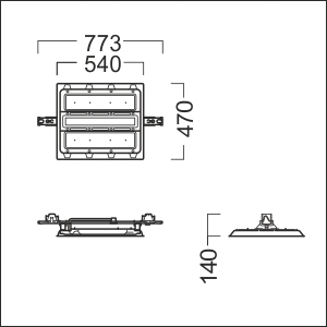 LED-Hallenleuchte 4000K 148W 21500lm sym Konv DALI 1LED Dimmung DALI IP20