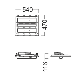 LED-Hallenleuchte 4000K 125,6W 21480lm Konv sym 1LED IP66 elektr.Trafo