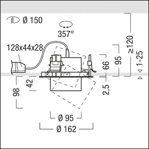 LED-Einbaustrahler 30W VIVO II 4000K Alu 2700lm Konv 1LED IP20 ws mt Ø/EB150mm