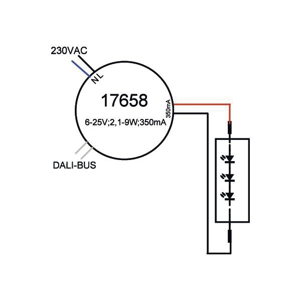 LED-Steuerung 1-9W 350mA 25V IP20 DALI Dimmung DALI Kstgeh dyn