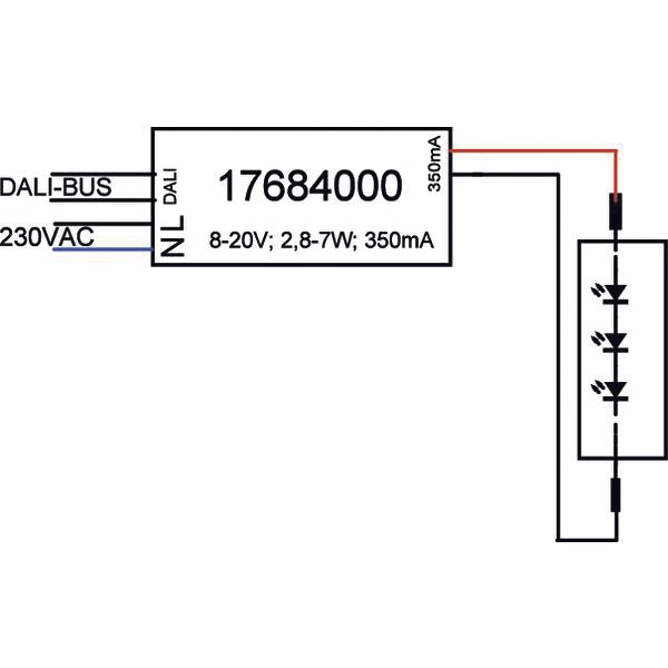 LED-Steuerung 2,8-7W 350mA 20V IP20 DALI Dimmung DALI Kstgeh dyn 130x42x22mm