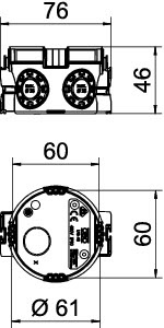 Verbindungsdose UP Ø60x46mm Kst IP30 rnd Ger/VerbDose/kast