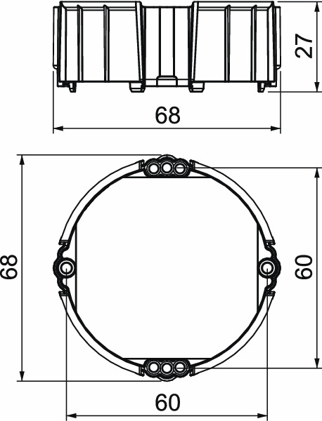 Putzausgleichring UP Ø60x24mm rnd ZentrDose/InstRohr/EinbDose