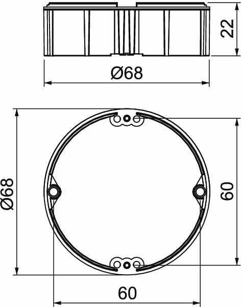 Putzausgleichring HW Ø68x22mm rnd ZentrDose/InstRohr/EinbDose