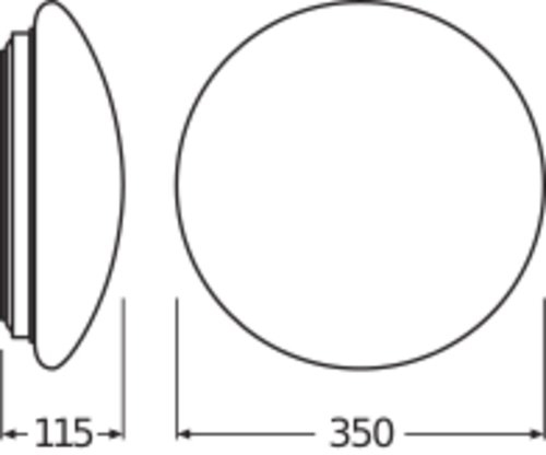 LED-Kunststoffleuchte SURFACE CIRCULAR 18W 4000K 1440lm ws Konv IP44 Ø350x115mm