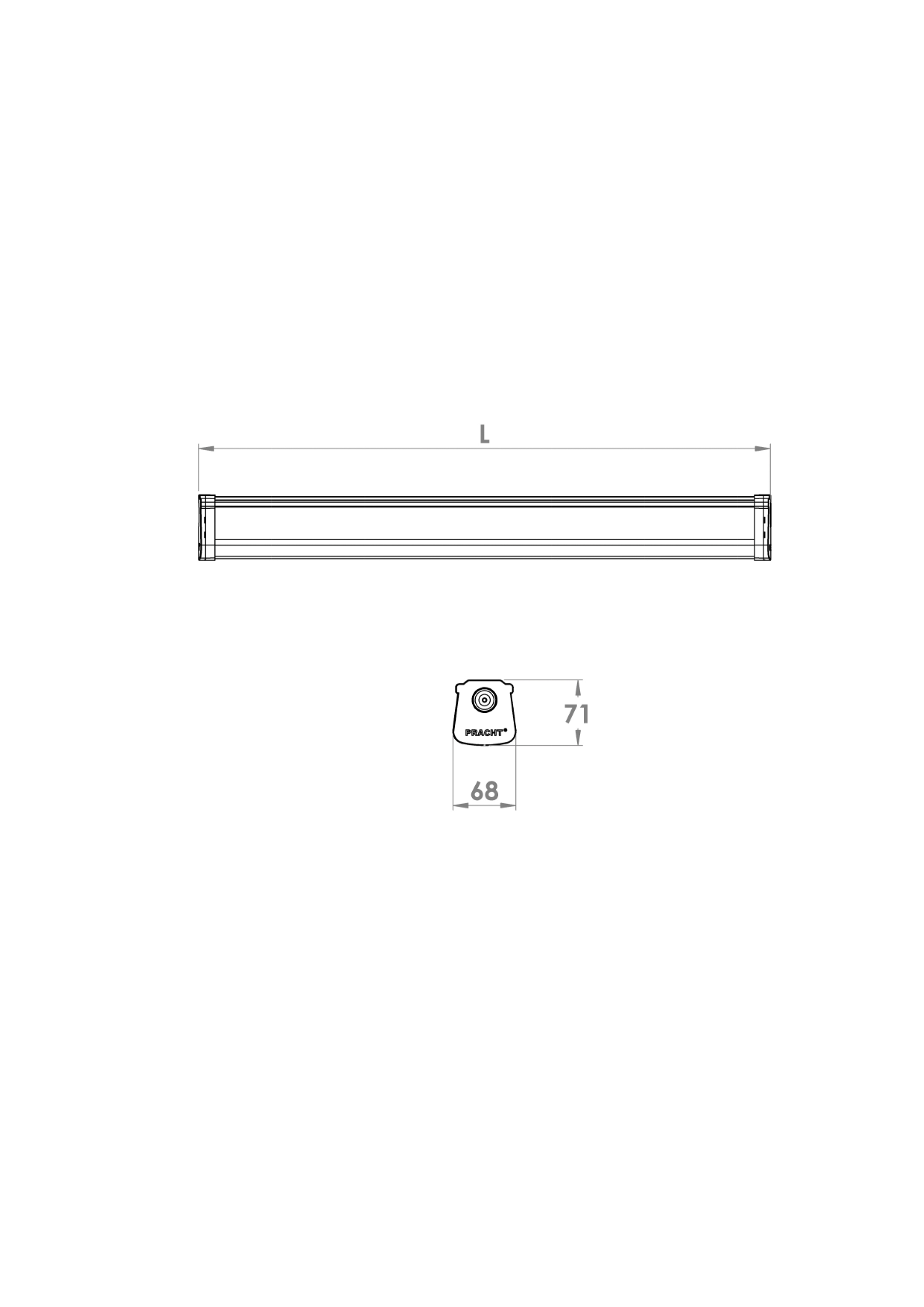 LED-Anbauleuchte KATLA BL 20W 4000K ws 2800lm Konv IP65 1240x71x68mm