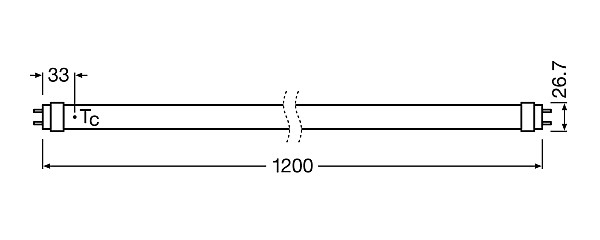LED-Röhrenlampe G13 T8 12,7W 6500K ws AC 2100lm C mattiert 190° Ø26,7x1200mm