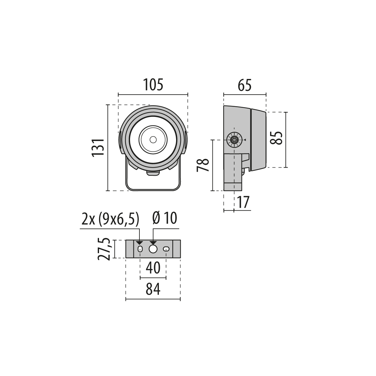 LED-Anbaustrahler 15W TYK+ 3000K 1LED mt 810,24lm Konv Alu IP66 anth Direktans