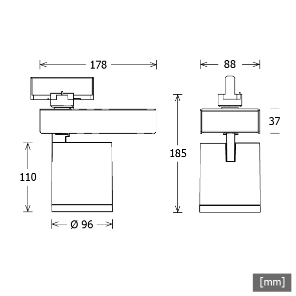 LED-Schienenstrahler 45,8 4000K 5100lm Konv DALI Dimmung DALI 1LED Alu IP20 sw