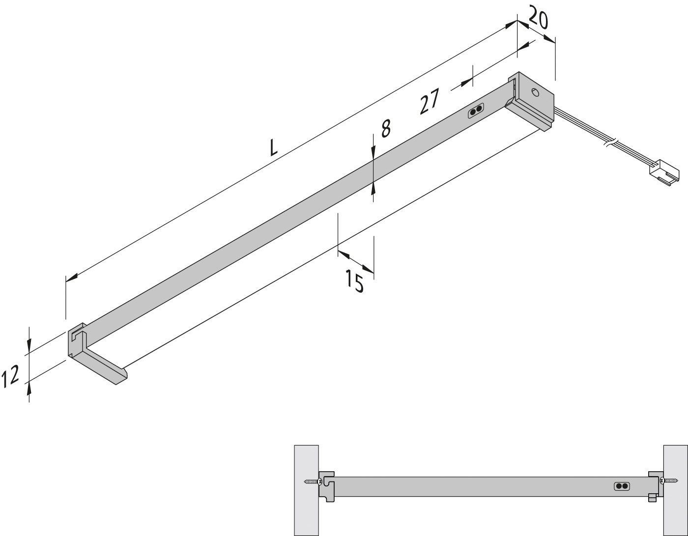 LED-Möbelleuchte 3,8W 4000K 275lm alu IP20 967x15x8mm