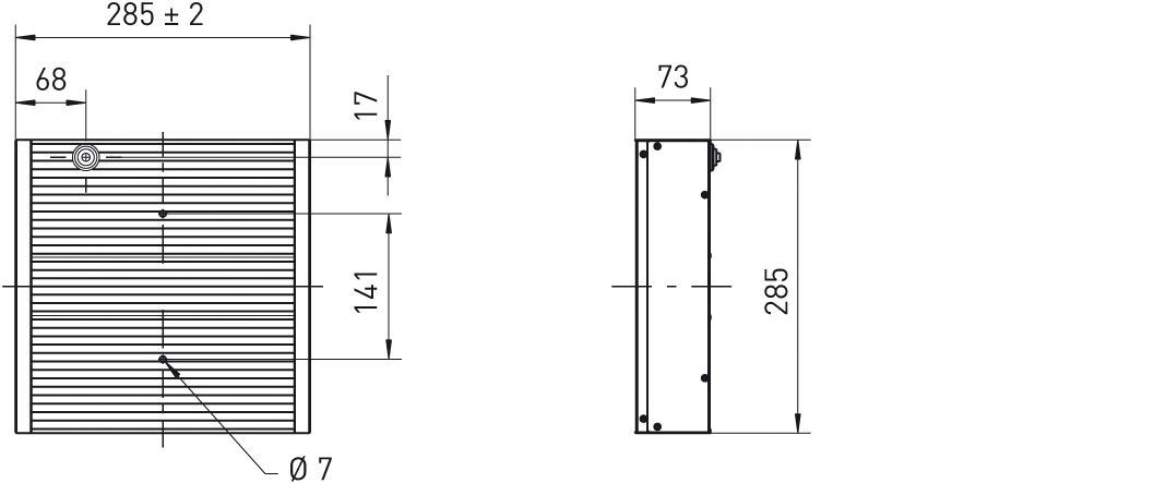 LED-Kunststoffleuchte 29W 5000K 3749lm alu IP65 285x285x73mm