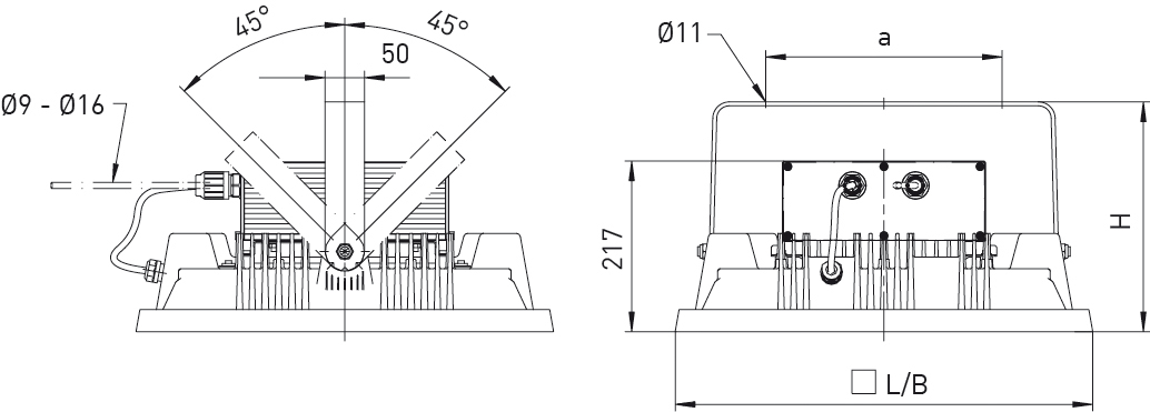 LED-Anbaustrahler 235W 4000K 35830lm mt Konv alu 6LEDs IP65 RF:hochglänzend