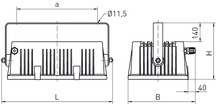 LED-Anbaustrahler 184W 5000K 26164lm Alu Konv DALI Dimmung DALI 3LEDs IP65 al mt