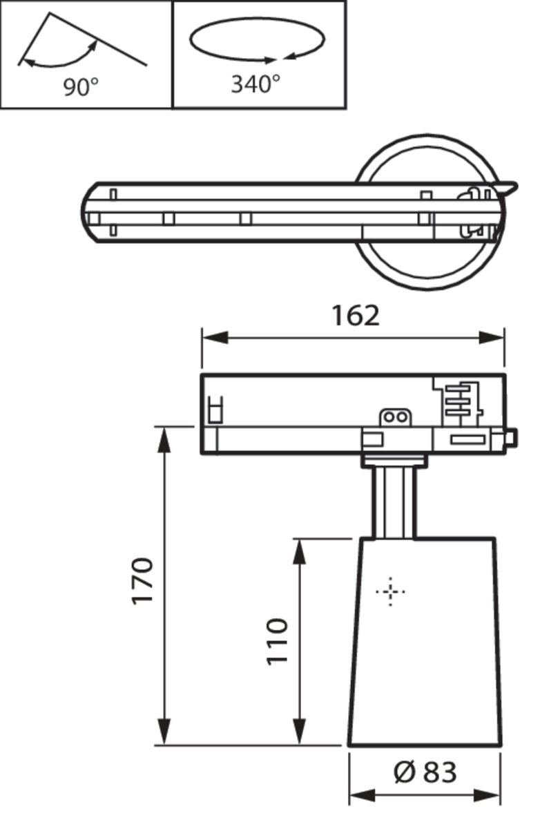 LED-Schienenstrahler 34,5 StoreFit 3000K 3900lm Konv 1LED Alu IP20 sw gebürstet