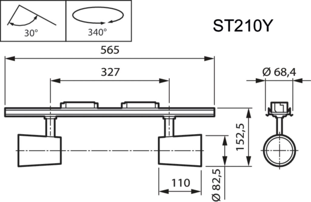 LED-Schienenstrahler 49W StoreFit 3000K 2700lm Konv 2LEDs Alu IP20 ws gebürstet