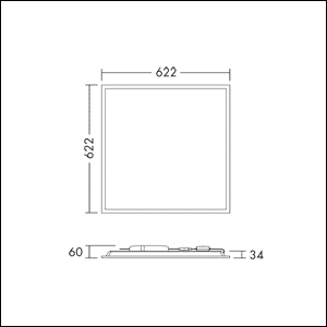 LED-Panel ANNA 40W 3000-4000K 4404lm ws Konv IP44 622x622x60mm