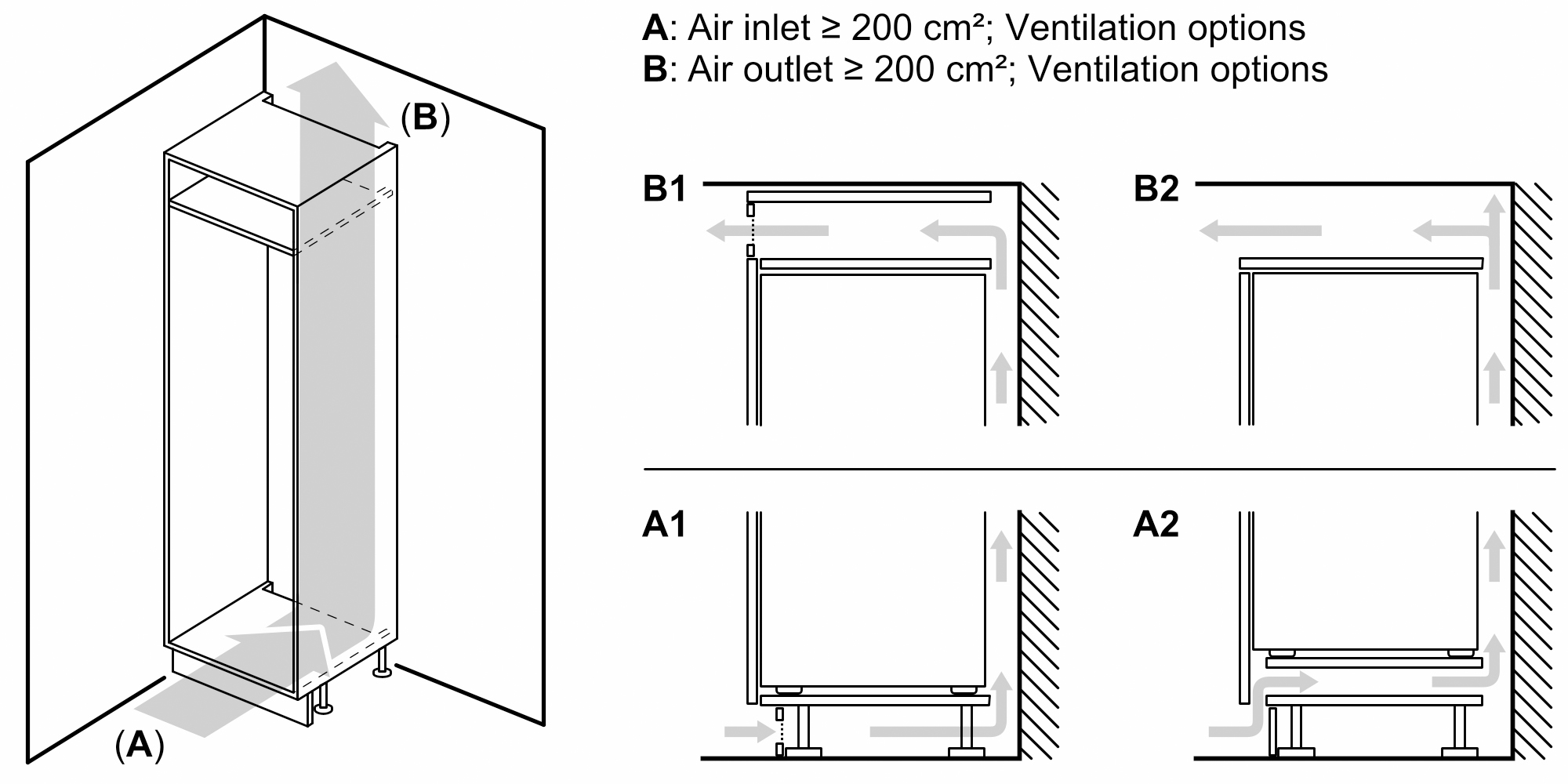 Kühlschrank EB E 204l N1225mm integr ws Dekor mit Zubehör möglich fest 101kwh