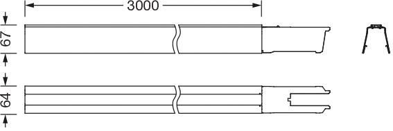 Tragschiene Lichtband 2-l Licross 9x2,5qmm IP64 ws 2-längig L&#x3D;3000mm