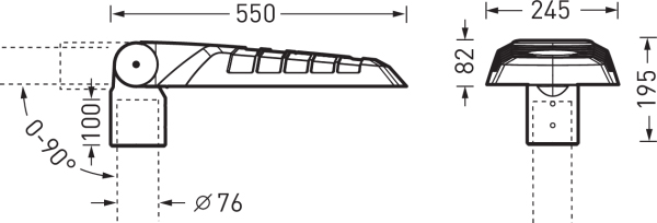 LED-Straßenleuchte 29W Aufs/Ans 76mm Alu 4000K 4200lm anth Gl_tr IP66 II