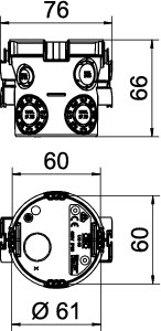 Gerätedose UP Ø60x66mm Kst rnd IP30