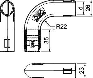 Quick-Pipe-Bogen 90° M20, Steckbogen Kst Ø20mm unbeh gr