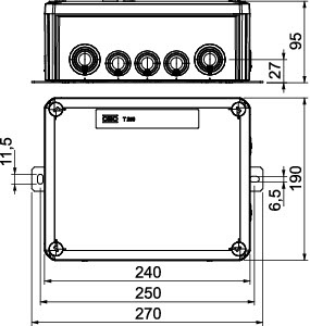 Abzweigdose IP66 4qmm 225x173x86mm or Kst Klemm Wand/Decke hfr