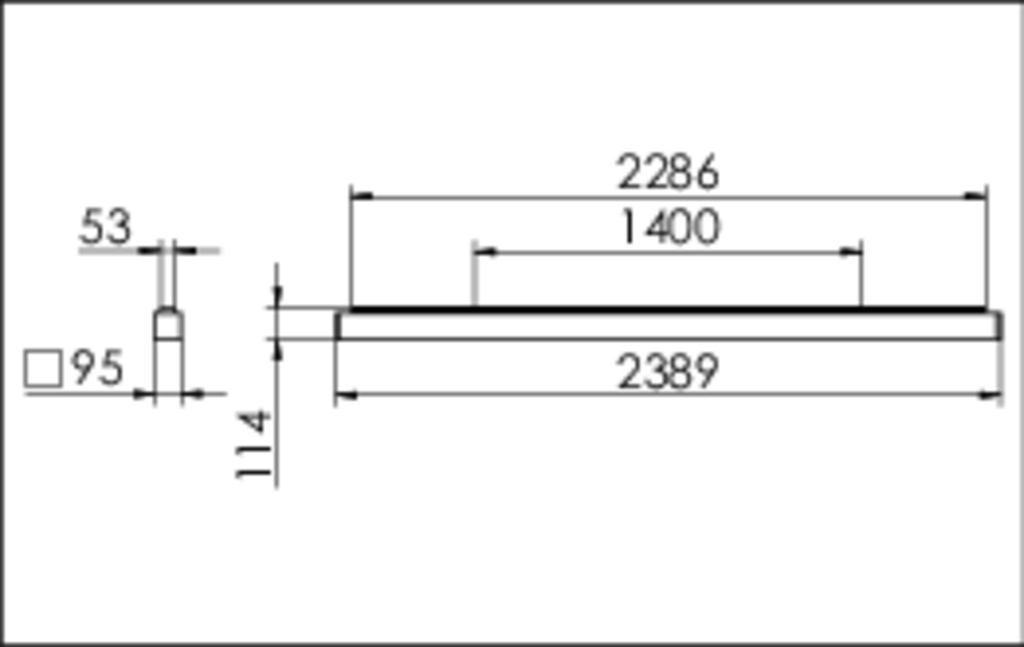 LED-Deckenanbauleuchte 70W 3000K 9170lm ws Konv IP20 2389x95x114mm