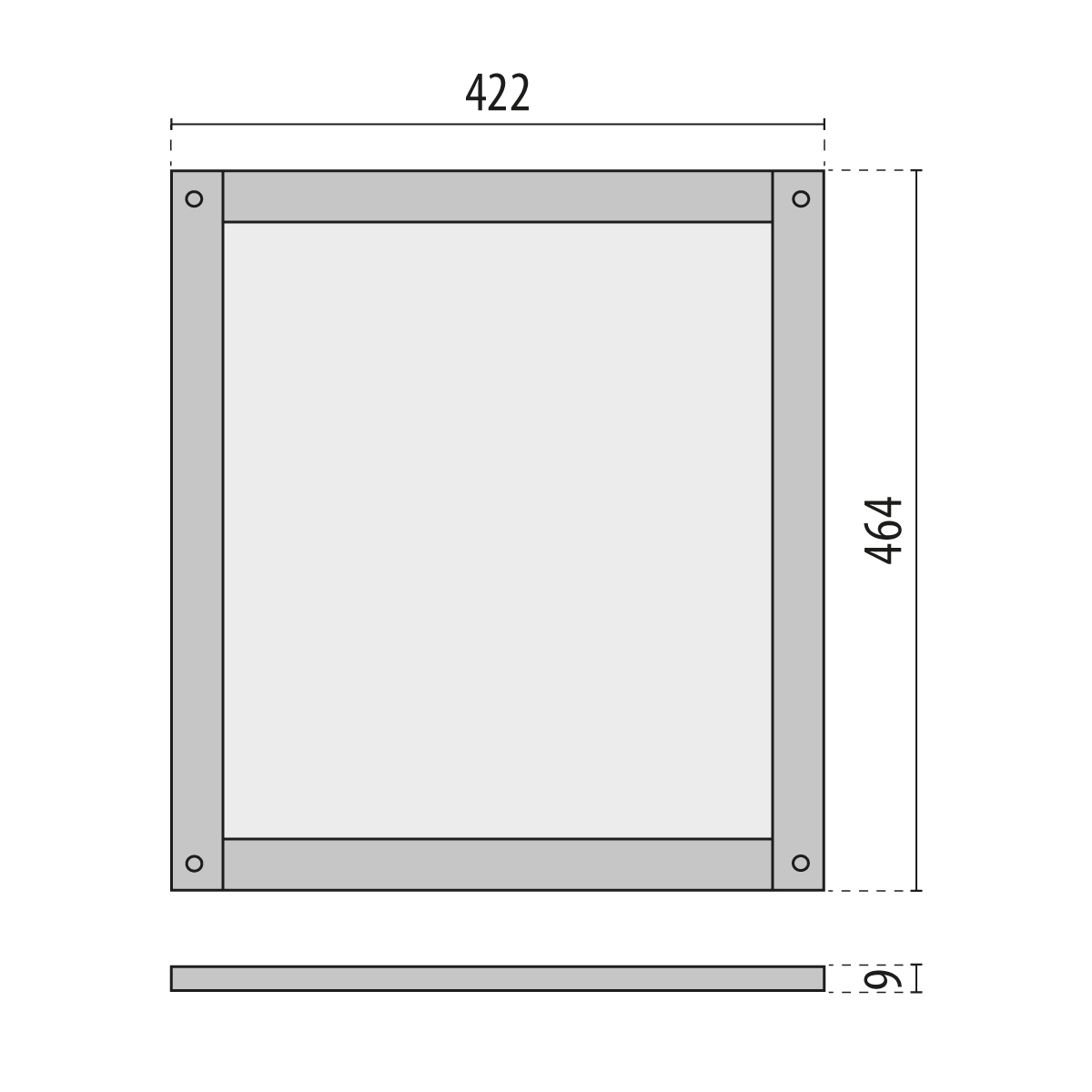 Schutzglas LAMA+ Ersatzglas ws sym Glas 464x422x9mm