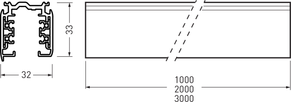 Stromschiene 3ph 2000mm sw 230V ST 31,5x32,5mm rechteck