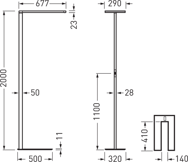 LED-Stehleuchte 90W 4000K 15300lm Konv 1LED elektr.Trafo dir/indir m.Schalter