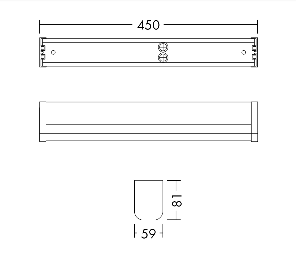 LED-Badleuchte 9W 3000-4000K 800lm ws Konv IP44 450x81x59mm