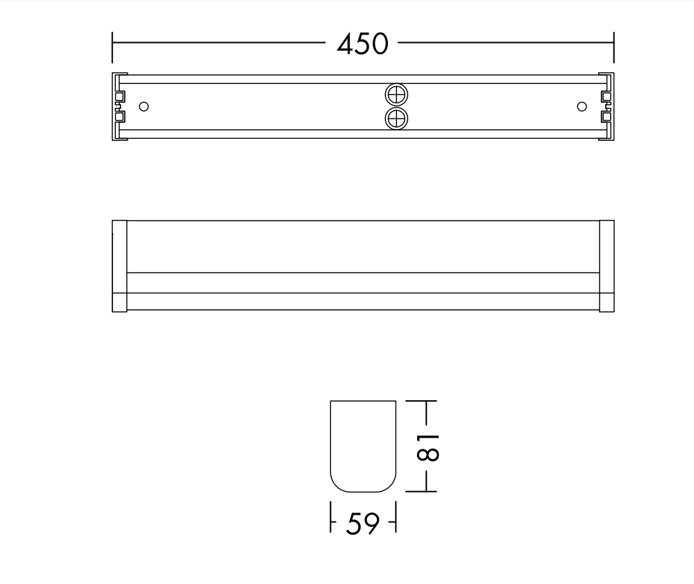 LED-Badleuchte 9W 3000-4000K 800lm ws Konv IP44 BWM 450x81x59mm