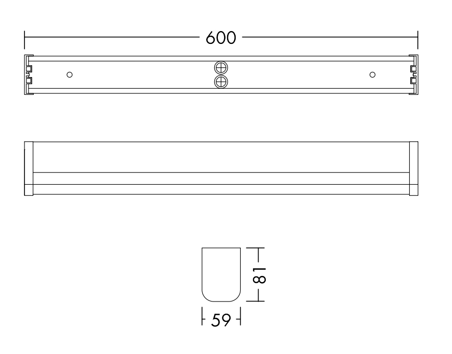 LED-Badleuchte 12W 3000-4000K 1200lm ws Konv IP44 BWM 600x81x59mm